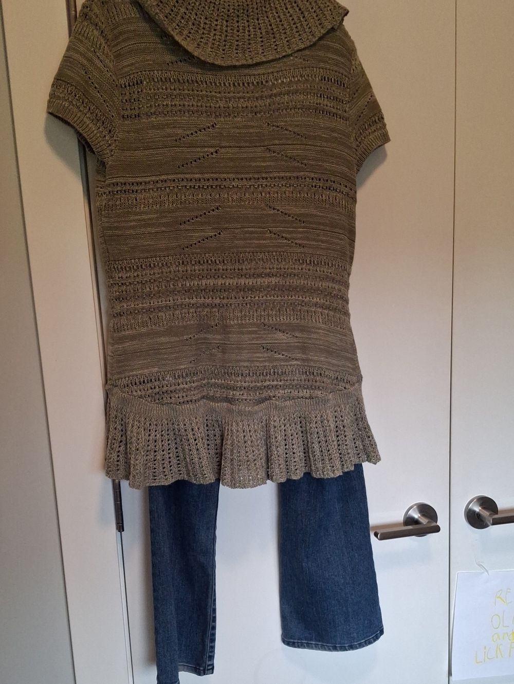 Style & Co. Olive Knit Ruffle Open-Front Cardigan - Picture 3 of 4